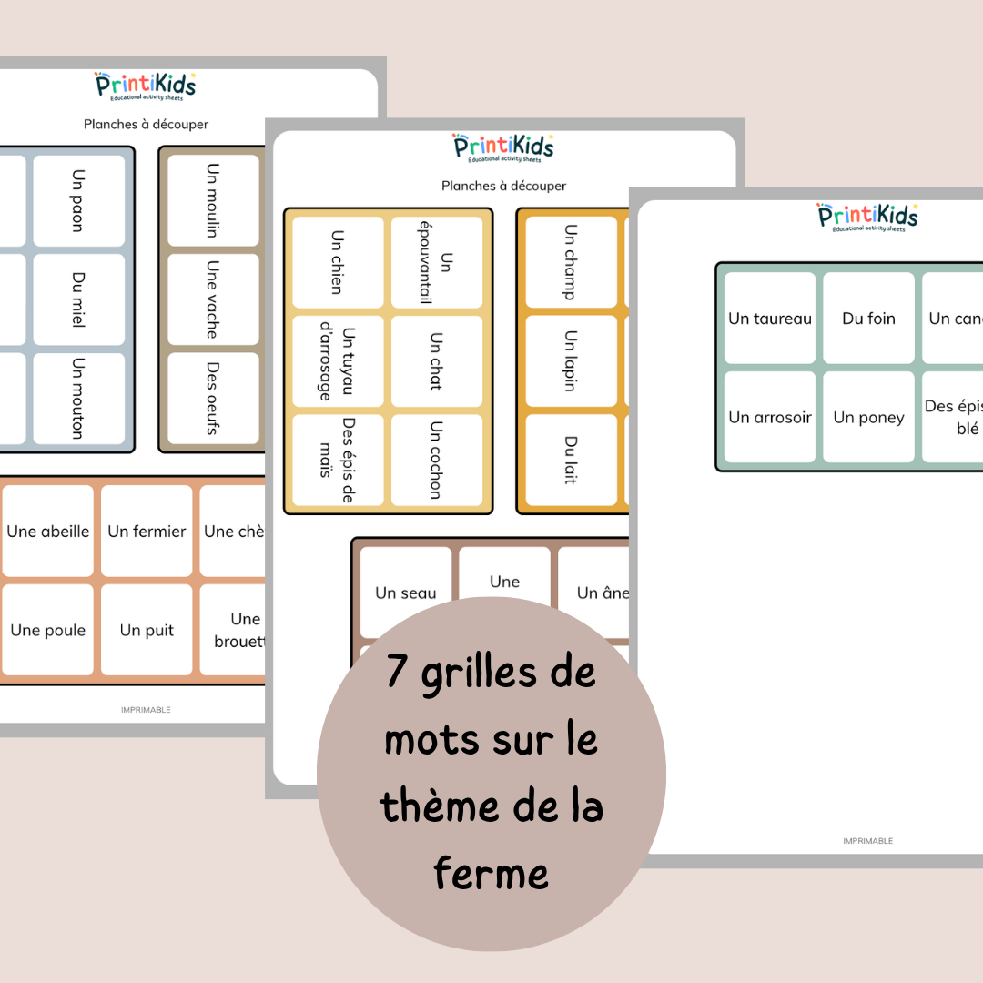 Loto de la ferme – Jeu de lecture et vocabulaire CP CE1