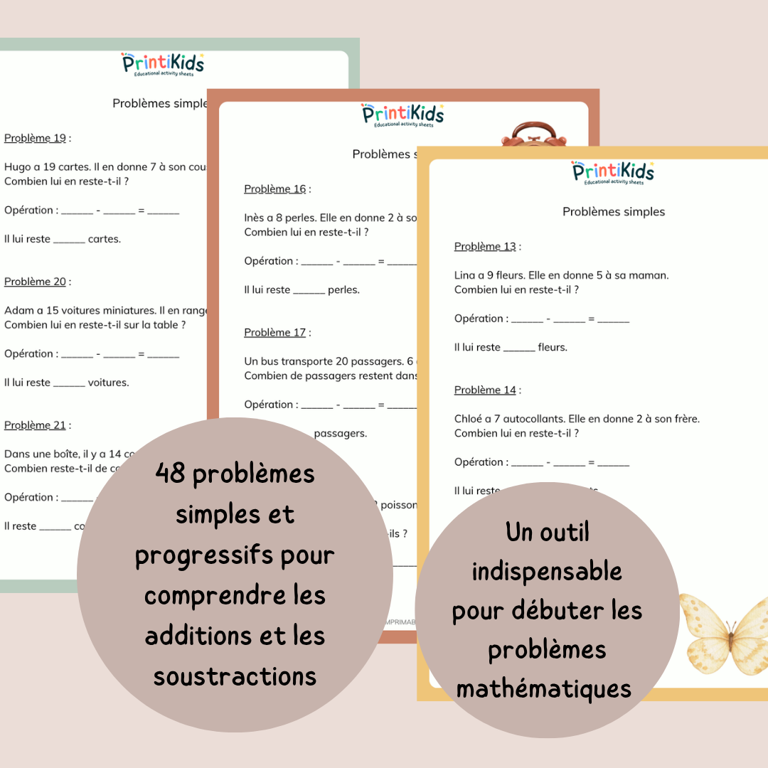 Maxi Pack additions et soustractions – problèmes simples et illustrés - CP CE1