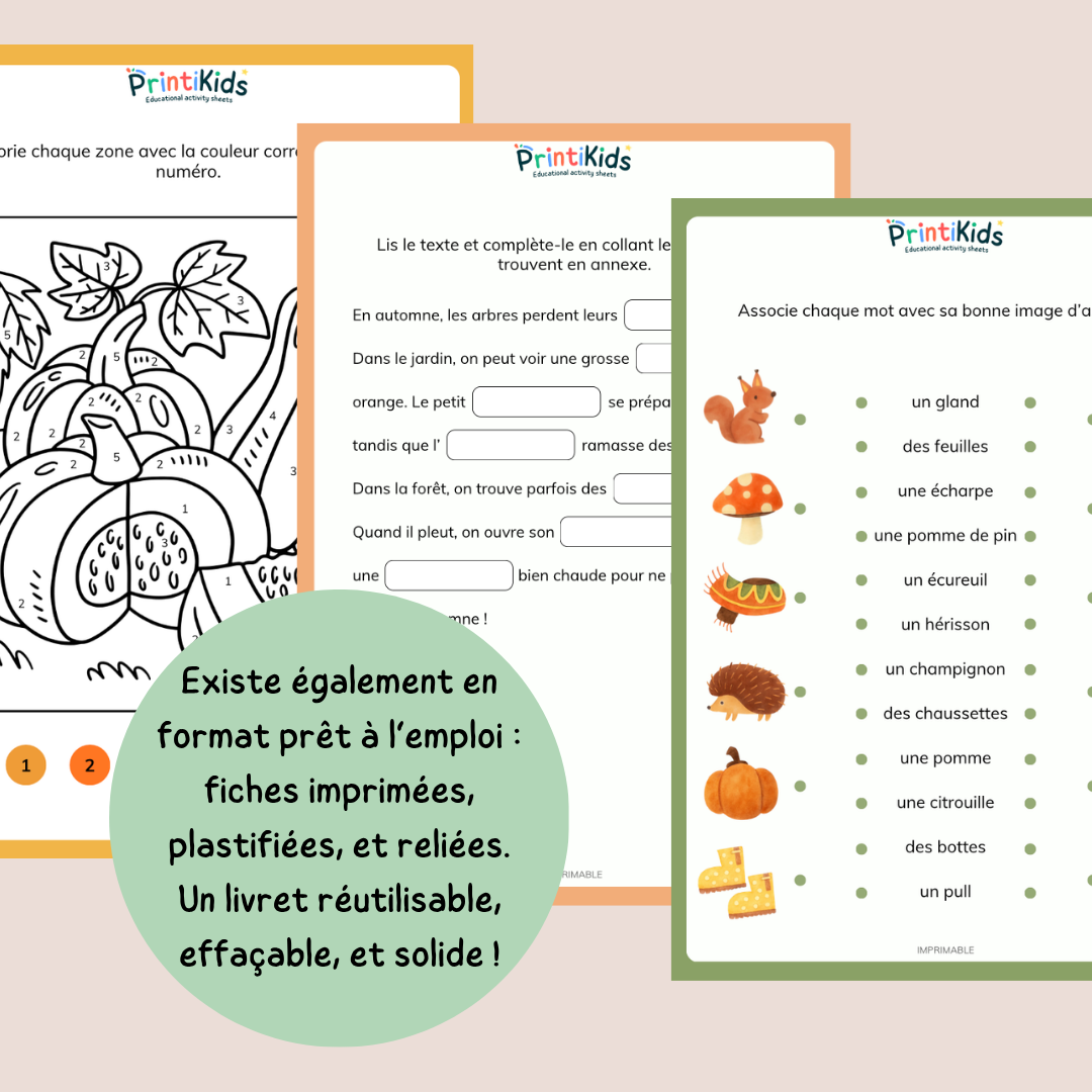 Maxi Pack d'activités d'automne à imprimer – 35 activités éducatives - CP CE1