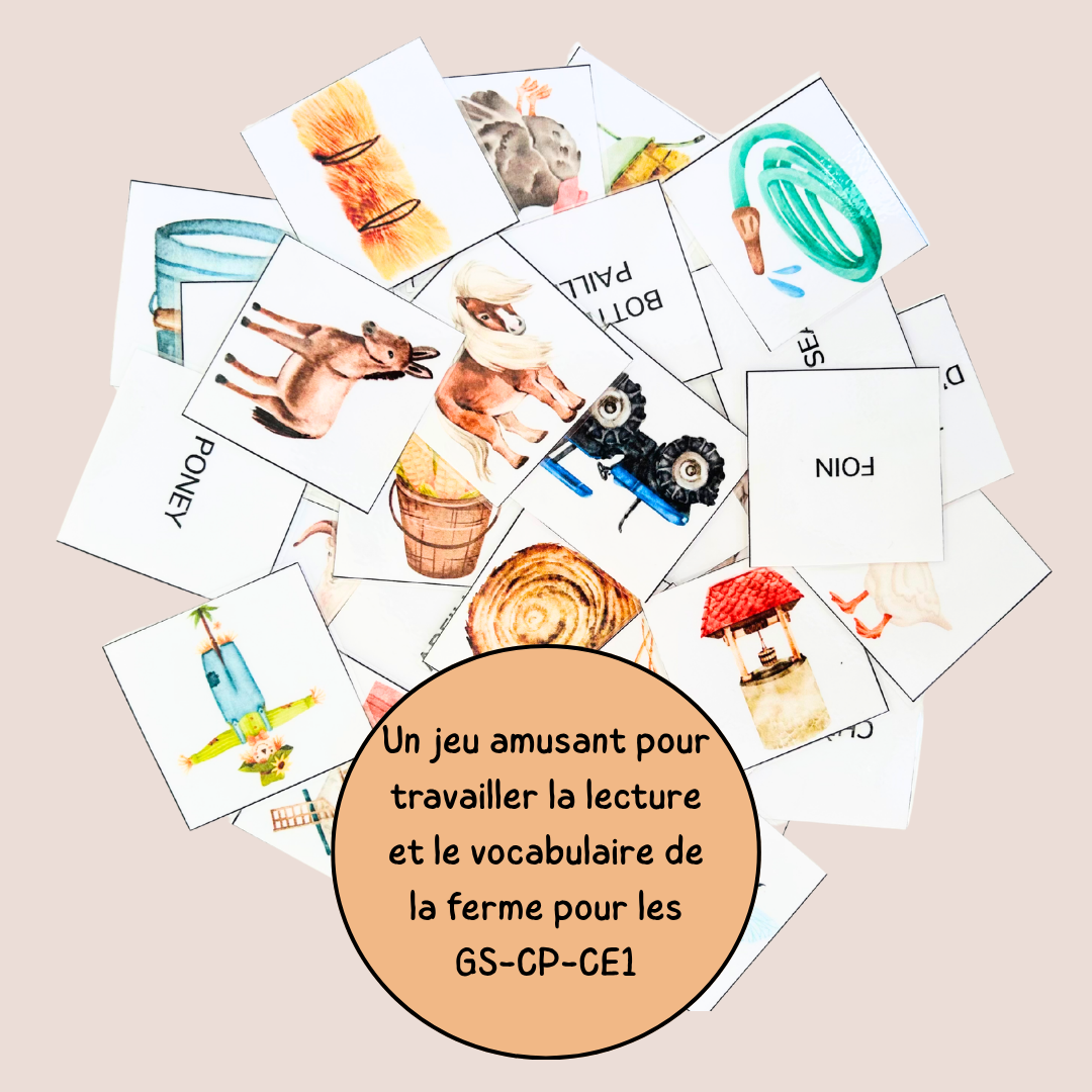Memory de la ferme – Jeu de lecture et vocabulaire CP CE1