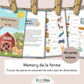 Memory de la ferme – Jeu de lecture et vocabulaire CP CE1