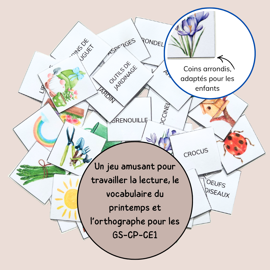 Memory du printemps – Jeu de lecture et vocabulaire CP CE1