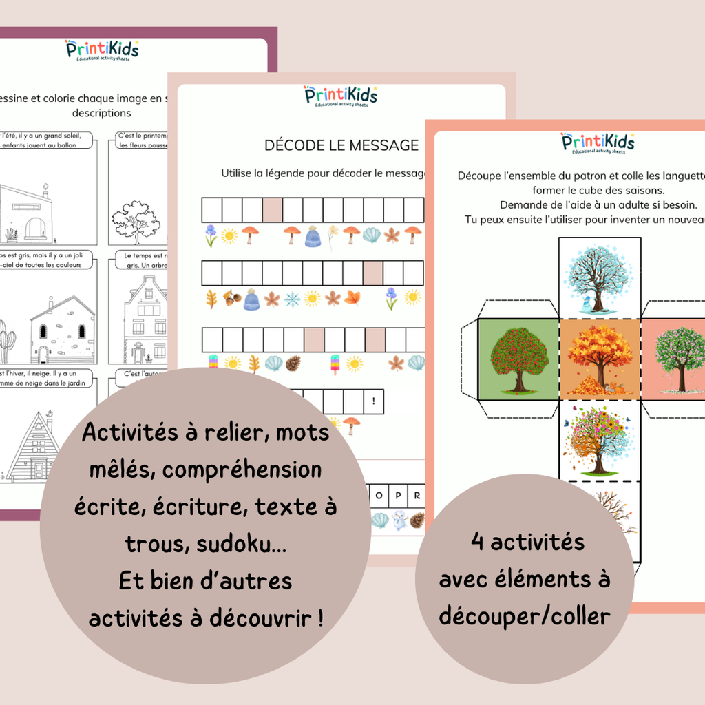 Pack d’activités les saisons – 20 fiches pédagogiques - CP CE1