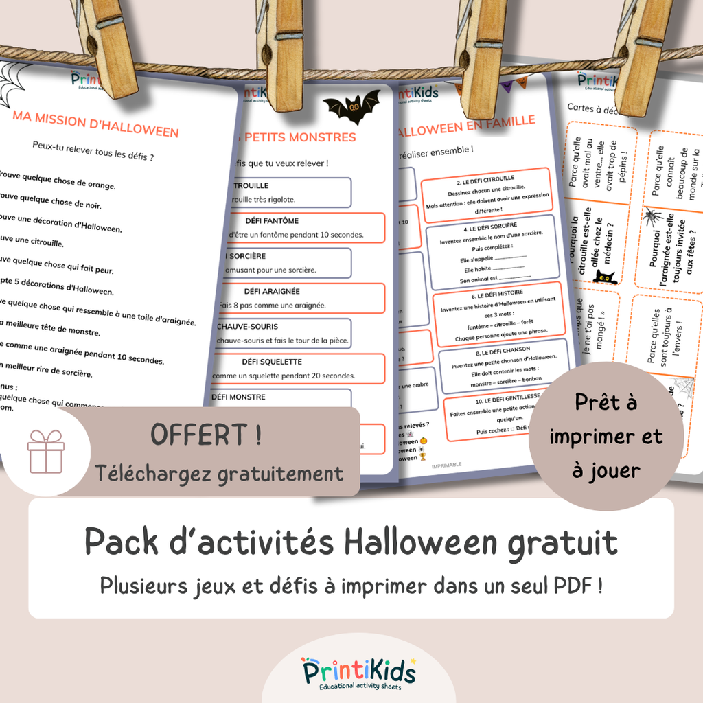 Pack d’activités Halloween gratuit à imprimer - CP CE1