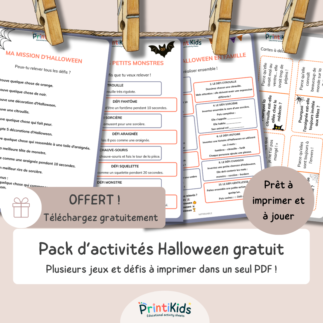 Pack d’activités Halloween gratuit à imprimer - CP CE1
