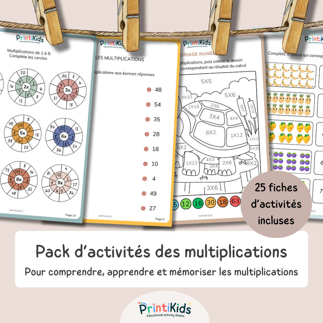 Pack d’activités multiplications – Exercices et jeux pour mémoriser les tables - CE1 CE2