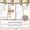 Seasons Activity Pack – 20 Worksheets (Ages 6–8 | Grade 1–2 / Year 2–3)