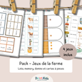 Pack jeux de la ferme - 4 jeux de vocabulaire et lecture - CP CE1