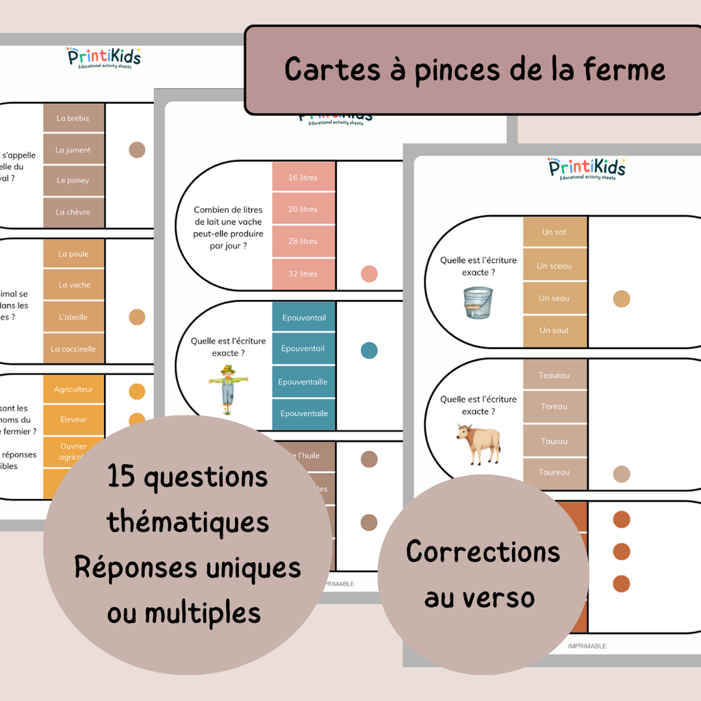 Pack jeux de la ferme - 4 activités CP CE1